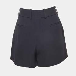 Pre Owned شورت كلوي أزرق من الكريب بثنيات صغير