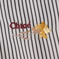 Pre Owned Chloe Black/White Striped Cotton Tunic M