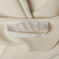 Pre Owned Chloe Off White Silk Eyelet Detail Top S
