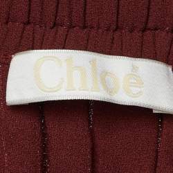 Pre Owned Chloe Burgundy Chiffon Tiered Maxi Skirt M