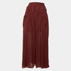 مملوكة مسبقًا Chloe Burgundy Chiffon Tiered Maxi Skirt M