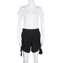 Pre Owned Chloe Black High Waist Tie Detail Shorts S