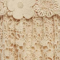 مملوكة مسبقًا Chloé Light Peach Floral Guipure Lace Sleeveless Shift Dress S