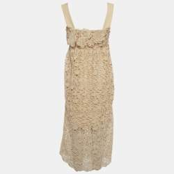 مملوكة مسبقًا Chloé Light Peach Floral Guipure Lace Sleeveless Shift Dress S