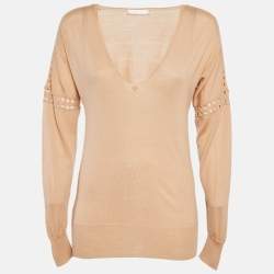 Pre Owned Chloé Sun Tan Wool Knitted Top XS