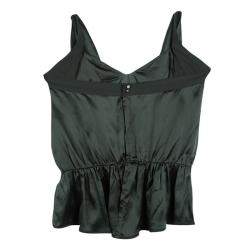Pre Owned Chloe Forest Green Draped Satin High Low Peplum Crop Top S