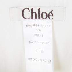 Chloe Cream Lace Insert Pleated Silk Midi Skirt S