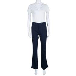 Chloe Navy Blue Wool Flared Bottom Pants S