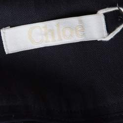 Chloe Deep Navy Blue Cargo Pocket Detail High Waist Cotton Pants S 