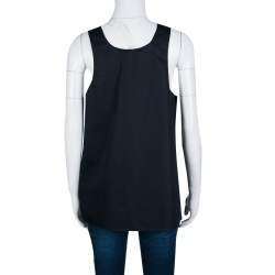 Pre Owned Chloe Navy Blue Woven Cotton Sleeveless Top M