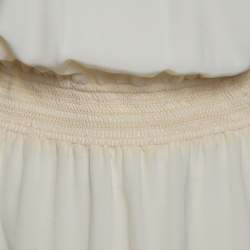 Chloe Vanilla Yellow Smocked Waist Lace Insert Tie Detail Dress M