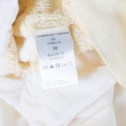 Chloe Vanilla Yellow Smocked Waist Lace Insert Tie Detail Dress M