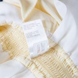 Chloe Vanilla Yellow Smocked Waist Lace Insert Tie Detail Dress M