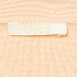 Pre Owned Chloé Pink Cashmere Knit Buttoned V-Neck Cardigan M