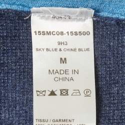 Pre Owned Chloé Blue Cashmere Knit Paneled V-Neck Cardigan M