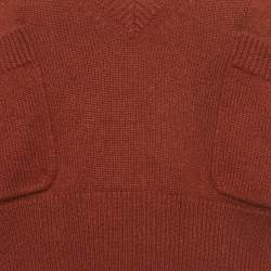 Pre Owned Chloé Burgundy Cashmere Knit V-Neck Cropped Sweater S