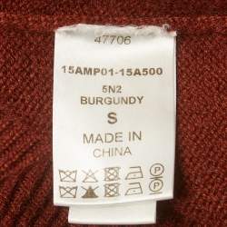 Pre Owned Chloé Burgundy Cashmere Knit V-Neck Cropped Sweater S