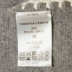 Pre Owned Chloé Grey Cashmere Blend Knit Whipstitch Trim Pullover M