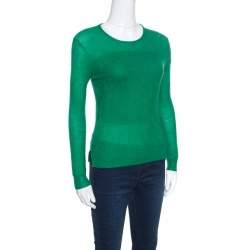Pre Owned Chloe Emerald Green Tea Cashmere and Silk Textured Sweater S