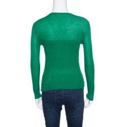 Pre Owned Chloe Emerald Green Tea Cashmere and Silk Textured Sweater S