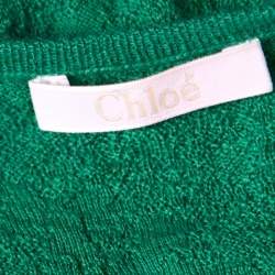 Pre Owned Chloe Emerald Green Tea Cashmere and Silk Textured Sweater S