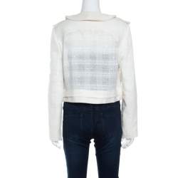 Pre Owned Chloe Sail White Textured Open Front Jacket S