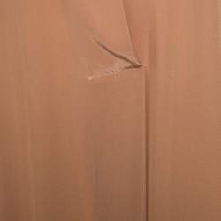 Pre Owned Chloe American Tan Crepe Silk Ruffled Sleeveless Billowy Dress M