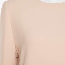 Chloe Beige Crepe Layered Ruffled Hem Long Sleeve Dress M