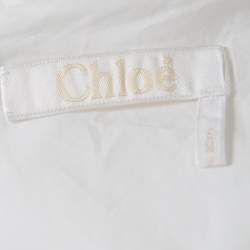 Pre Owned Chloe White Blossom Embroidered Cotton Pleated Mini Dress S