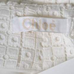 Pre Owned Chloe Ecru Eyelet Embroidered Cotton Shorts M