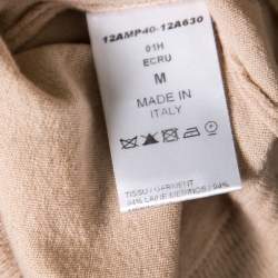 Pre Owned Chloe Beige Merino Wool Scallop Trimmed Yoke Long Sleeve Top M