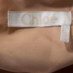 Pre Owned Chloe Peach Silk Tasseled Tie Up Tiered Parachute Top M