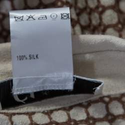 Pre Owned Chloe Beige and Maroon Textured Raw Silk Knit Dress S