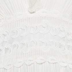 Pre Owned Chloe Cream Linen Pintucked Lace Paneled Maxi Dress S