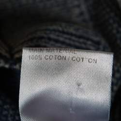 Pre Owned Chloe Indigo Washed Effect Knit Fringed Trim V-Neck Top S