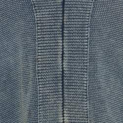 Pre Owned Chloe Indigo Washed Effect Knit Fringed Trim V-Neck Top S