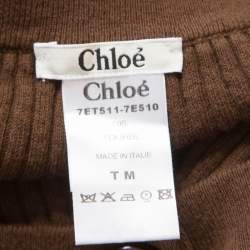 Chloe Brown Cotton and Linen Rib Knit Crop Top M 