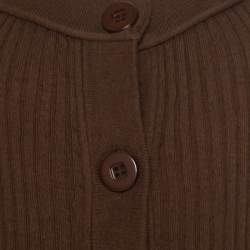 Chloe Brown Cotton and Linen Rib Knit Crop Top M 