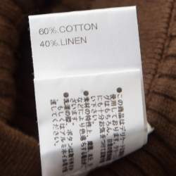 Chloe Brown Cotton and Linen Rib Knit Crop Top M 