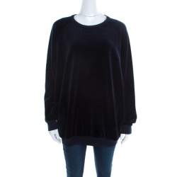 Pre Owned Chloe Navy Blue Velvet Sweatshirt M