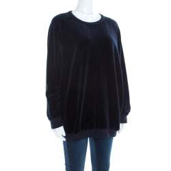 Pre Owned Chloe Navy Blue Velvet Sweatshirt M