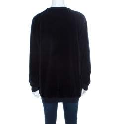 Pre Owned Chloe Navy Blue Velvet Sweatshirt M