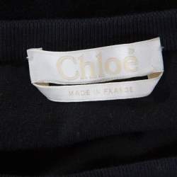 Pre Owned Chloe Navy Blue Velvet Sweatshirt M