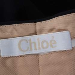 Pre Owned Chloe Black Crepe High Waist Tie Bottom Detail Wide Leg Trousers S