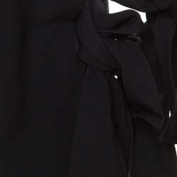 Pre Owned Chloe Black Crepe High Waist Tie Bottom Detail Wide Leg Trousers S