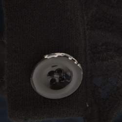 Pre Owned Chloe Black Knit Floral Lace Panel Long Sleeve Button Front Cardigan S