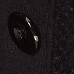 Pre Owned Chloe Black Knit Floral Lace Panel Long Sleeve Button Front Cardigan S