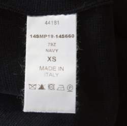 Pre Owned Chloe Navy Blue Wool Contrast Striped Trim Detail Sweater XS 