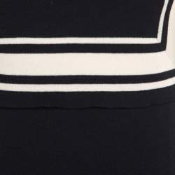 Pre Owned Chloe Navy Blue Wool Contrast Striped Trim Detail Sweater XS 