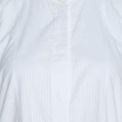 Pre Owned Chloe Iconic Milk White Cotton Poplin Buttoned Side Detail Shirt Dress S